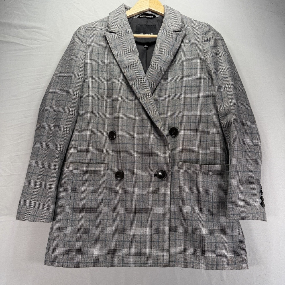 Madewell Blazer Womens 2XS Glen Check Double Breasted Wool Office Career